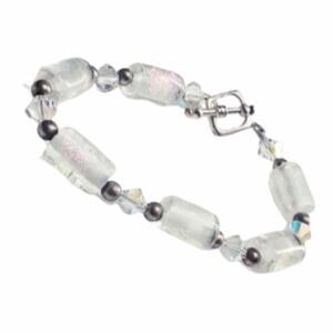 SS .925 Iridescent Shimmery AB Swarovki Ice Burst Toggle Bracelet